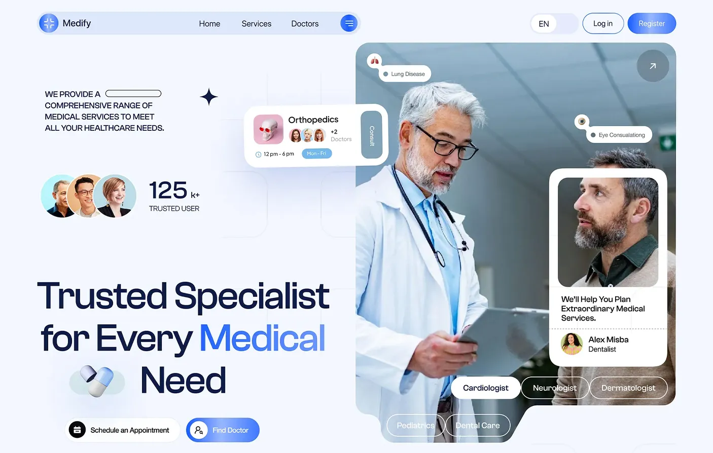 Example clinic website with bookings