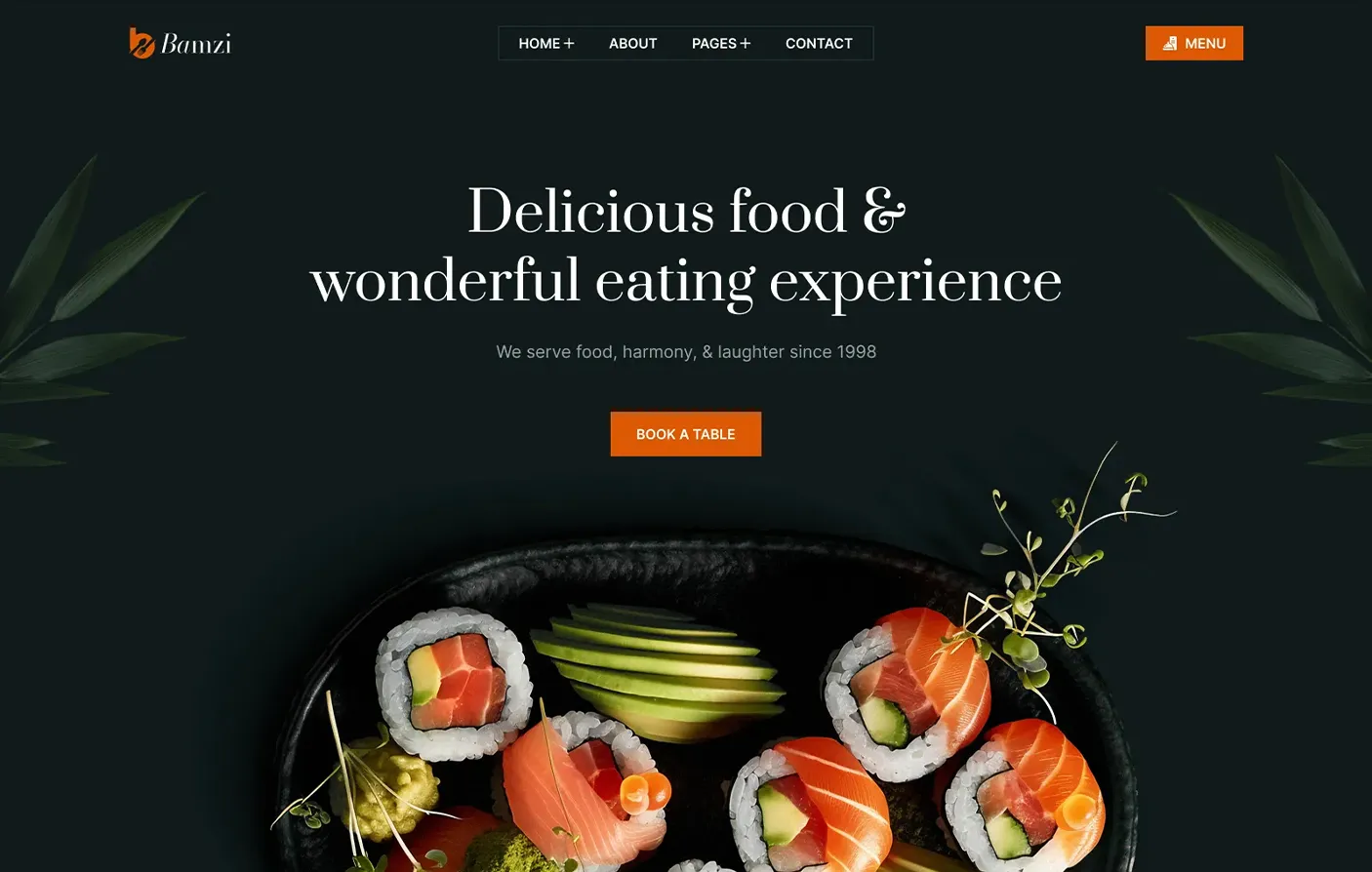 Example restaurant website with online ordering